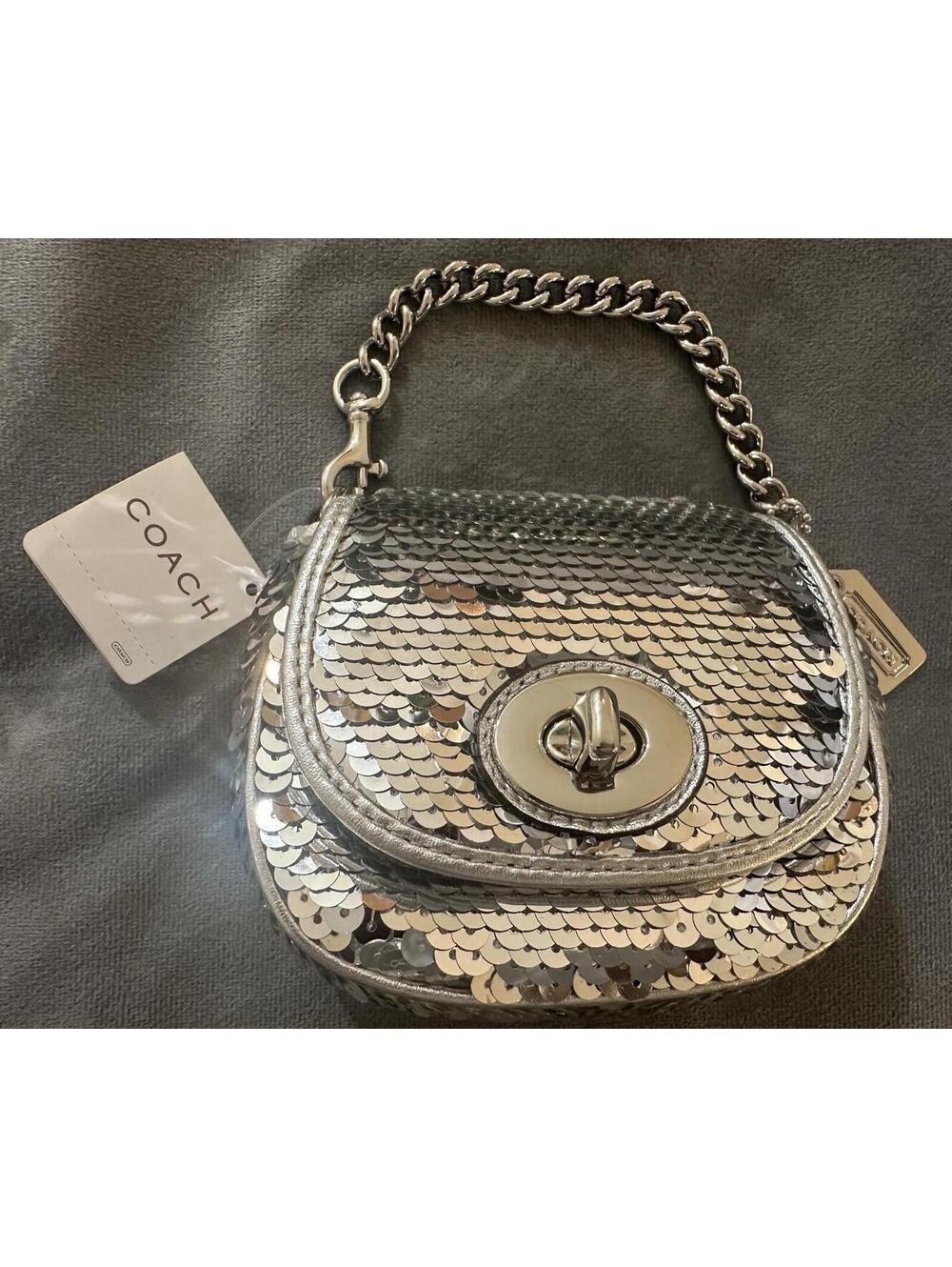 Coach 2009 Sequin Limited Edition Chain Micro Concert Party Y2K Bag-Silver NWT